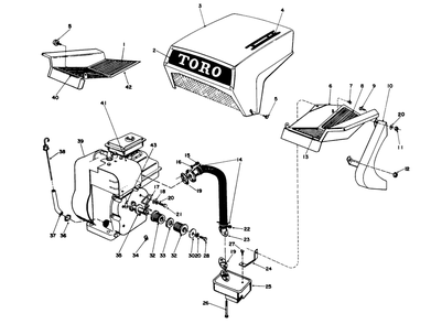 Engine Assembly Diagram and Parts List for 3104 9000001 - 9999999 Toro Lawn Tractor Accessories