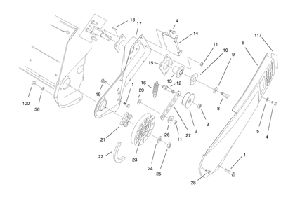 Pulley And Belt Cover Assembly Diagram and Parts List for 38171 8900001 - 8999999 Toro Snow Blower