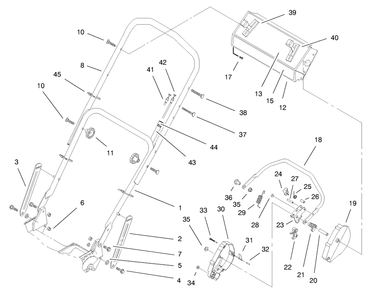 Handle Assembly Diagram and Parts List for 20465 790000001 - 799999999 Toro Lawn Mower