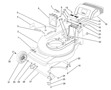 Housing Assembly (Model No. 20916b) Diagram and Parts List for 20916B 1000001 - 1999999 Toro Lawn Mower