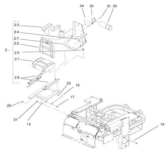 Seat Assembly Diagram and Parts List for 74228 (220000001-220999999)(2002) Toro Lawn Mower