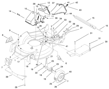 Housing Assembly Diagram and Parts List for 23022 8000001 - 8999999 Toro Lawn Mower
