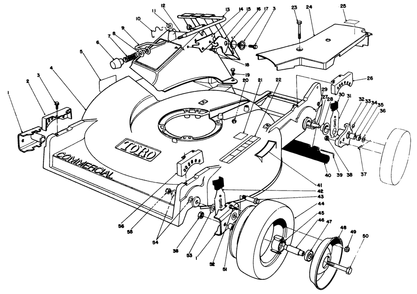 Housing Assembly (Model 22030) Diagram and Parts List for 22030 1000001 - 1999999 Toro Lawn Mower