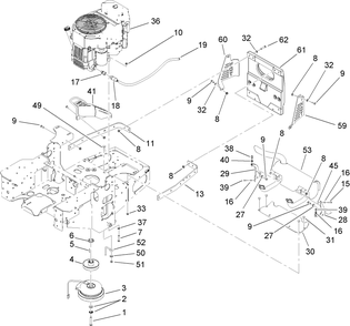 Engine, Clutch And Muffler Assembly Diagram and Parts List for 74416 (260000001-260000300)(2006) Toro Lawn Mower