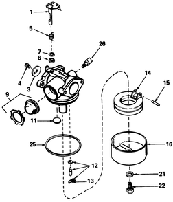 Carburetor No. 632098 Diagram and Parts List for 16212W 0000001 - 0999999 Toro Lawn Mower