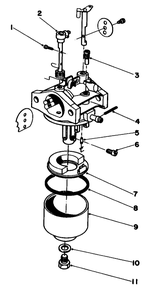 Carburetor Assembly Diagram and Parts List for 20581 3000001 - 3999999 Toro Lawn Mower