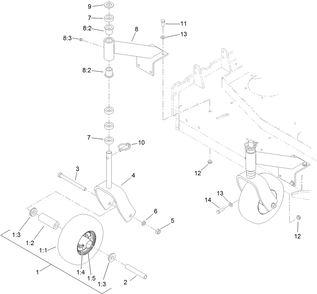 Caster Assembly Diagram and Parts List for 39674 (313000001-313999999)(2013) Toro Lawn Mower