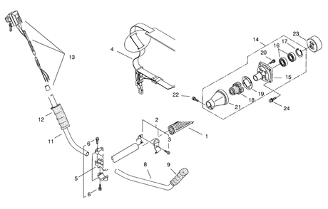 Clutch And Handle Assembly Diagram and Parts List for 53020 900001 - 999999 Toro Trimmer