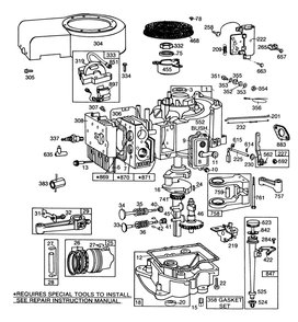 Engine Briggs & Stratton Model 253707-0157-01 (Model 57360) Diagram and Parts List for 57360 5000001 - 5999999 Toro Lawn Tractor