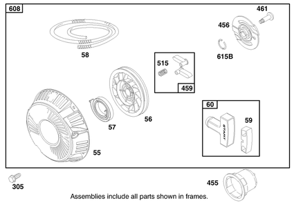 Engine Briggs & Strattonâ Model Diagram and Parts List for 30189 790001 - 799999 Toro Lawn Tractor Accessories