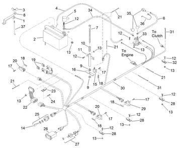Electrical System Diagram and Parts List for 74201 890001 - 899999 Toro Lawn Tractor