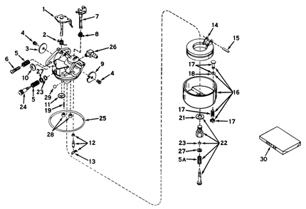 Carburetor No. 631581 Diagram and Parts List for 18216 0000001 - 0999999 Toro Lawn Mower