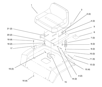 Seat Diagram and Parts List for 72064 8900600 - 8999999 Toro Lawn Tractor