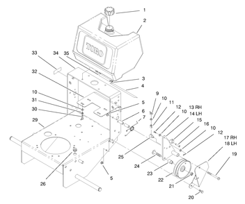 Fuel Tank & Idler Bracket Assembly Diagram and Parts List for 30177 795101 - 799999 Toro Lawn Tractor Accessories