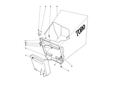 Grass Bag Assembly Diagram and Parts List for 20456 6000001 - 6999999 Toro Lawn Mower