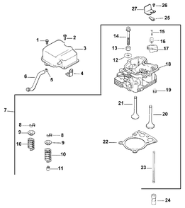 Cylinder Head/Valve & Breather Diagram and Parts List for 73428 8900001 - 8900499 Toro Lawn Tractor