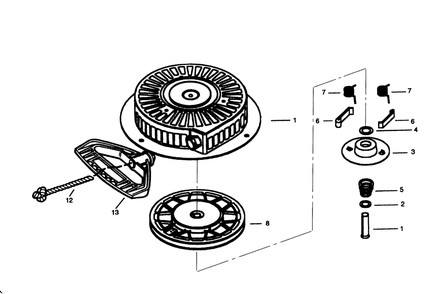 Rewind Starter No. 590733 Diagram and Parts List for 38590 6900001 - 6999999 Toro Snow Blower