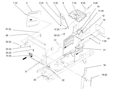 Hoodstand And Firewall Diagram and Parts List for 72084 6900001 - 6999999 Toro Lawn Tractor