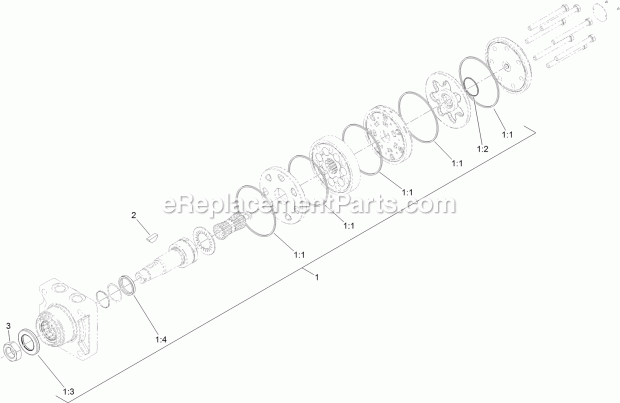 Hydraulic Wheel Motor Assembly No. 120-8486 Diagram and Parts List for 74588 314000001-314999999 Toro Lawn Mower