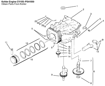 Crankcase Diagram and Parts List for 72047 9900001 - 9999999 Toro Lawn Tractor