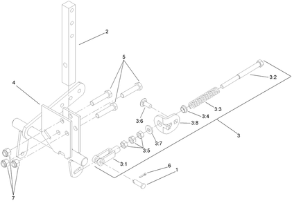 Lh Motion Control Assembly Diagram and Parts List for 74281TE (270000001-270000300)(2007) Toro Lawn Tractor