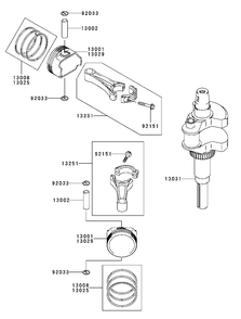 Part Location Diagram of 13031-7023 Kawasaki CRANKSHAFT-COMP