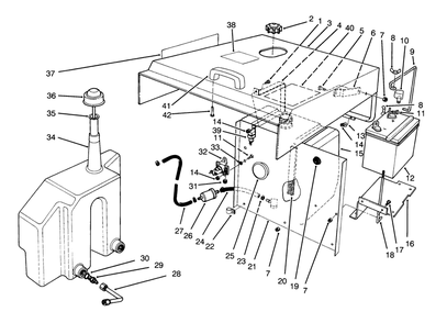 Hood, Fuel Tank & Hydraulic Reservoir Assembly Diagram and Parts List for 30718 4900001 - 4999999 Toro Lawn Tractor