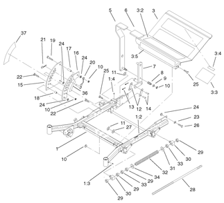 Front Frame Assembly Diagram and Parts List for 74214 (210000001-210999999)(2001) Toro Lawn Mower
