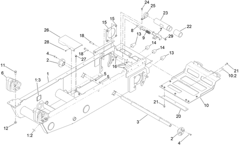 Frame Assembly Diagram and Parts List for 68138G 417400000 - 999999999 Toro Cement Mixer