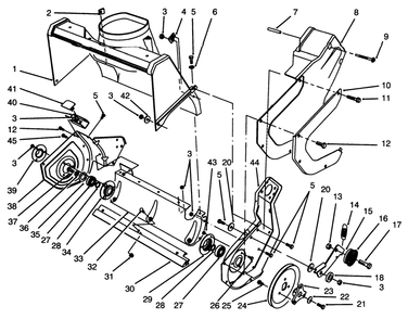 Rotor Housing Assembly Diagram and Parts List for 38196 5900001 - 5999999 Toro Snow Blower