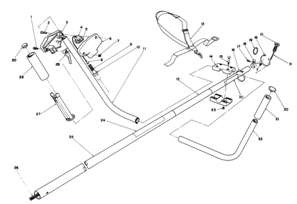 Handle Assembly Diagram and Parts List for 51675 2000001 - 2999999 Toro Trimmer