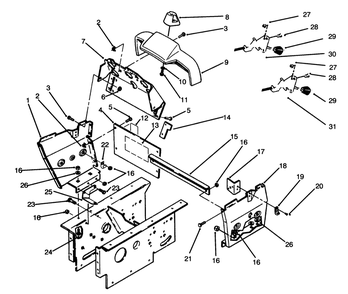 Dash And Side Panels Assembly Diagram and Parts List for 73501 59000001 - 59000411 Toro Lawn Tractor