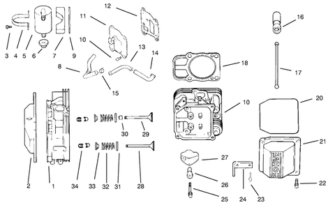 Head/Valve/Breather Diagram and Parts List for 72110 7900001 - 7999999 Toro Lawn Tractor