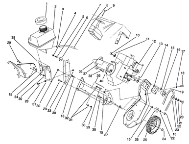 Engine Assembly Diagram and Parts List for 38195 1000001 - 1999999 Toro Snow Blower
