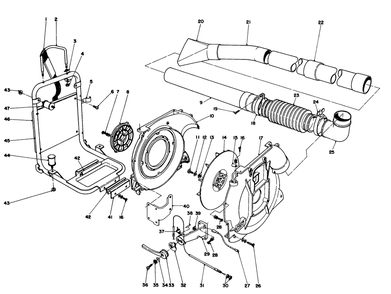 Back Pack And Blower Housing Assembly Diagram and Parts List for 30940 3000001 - 3999999 Toro Leaf Blower / Vacuum