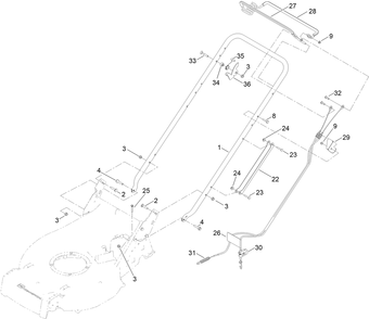 Handle And Control Assembly Diagram and Parts List for 22298 412900000 - 999999999 Toro Lawn Mower