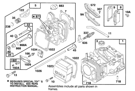 Engine Gts 150 Diagram and Parts List for 20764BC 49000001 - 49999999 Toro Lawn Mower