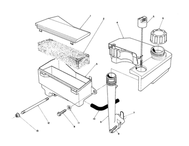 Air Cleaner & Fuel Tank Assembly (Model No. Vmk9-5) Diagram and Parts List for 20925B 0000001 - 0999999 Toro Lawn Mower