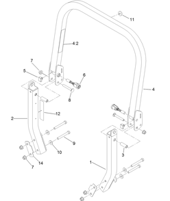 Roll-Over Protection System Assembly Diagram and Parts List for 74923TE (313000001-313999999)(2013) Toro Lawn Mower