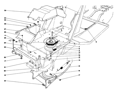 Clutch & Actuator Assembly Diagram and Parts List for 57356 0000001 - 0999999 Toro Lawn Tractor