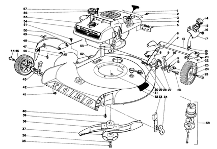 19" Whirlwind H.P.-Fingertip Start Diagram and Parts List for 17201 9000001 - 9999999 Toro Lawn Mower