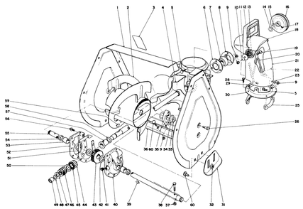 Auger Assembly Diagram and Parts List for 38035 9000001 - 9999999 Toro Snow Blower