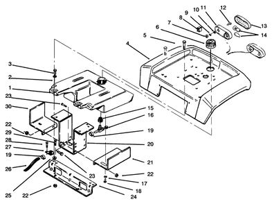 Fender, Fender Supports And Fuel Tank Diagram and Parts List for 73401 5901261 - 5999999 Toro Lawn Tractor