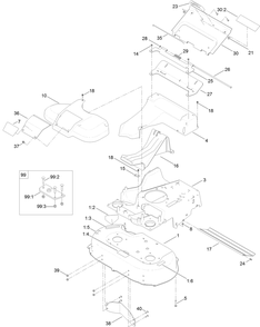 Deck, Frame And Chute Assembly Diagram and Parts List for 22200 (315000001-315999999)(2015) Toro Lawn Mower