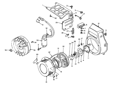 Recoil Starter Assembly Diagram and Parts List for 62032 8000001 - 8999999 Toro Generator