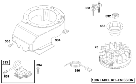 Engine Briggs & Stratton Model 12f702-1741-A1 Diagram and Parts List for 53080 890001 - 899999 Toro Leaf Blower / Vacuum