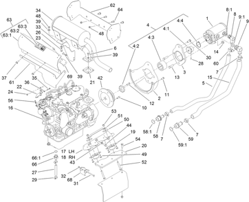 Hydraulic Pump And Filter Assembly Diagram and Parts List for 22323 400000000 - 401799999 Toro Lawn Tractor Accessories