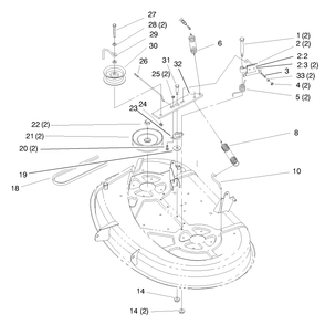 Pulley & Belt Assembly (38" Cutting Unit) Diagram and Parts List for 71208 8900001 - 8999999 Toro Lawn Tractor