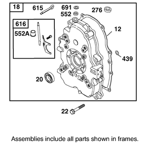 Crankcase Assembly  Briggs And Stratton 303447-1314-E1 Diagram and Parts List for 12003 210000001 - 210999999 Toro Lawn Tractor