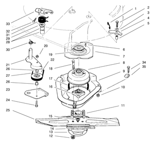 Blade Brake Clutch Assembly Diagram and Parts List for 22043 8900001 - 8999999 Toro Lawn Mower